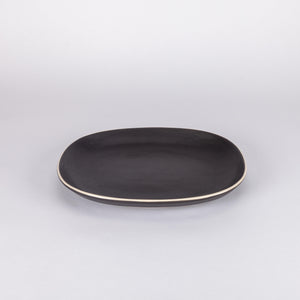 Mandala Platter, Large, Matte Black with Natural Trim