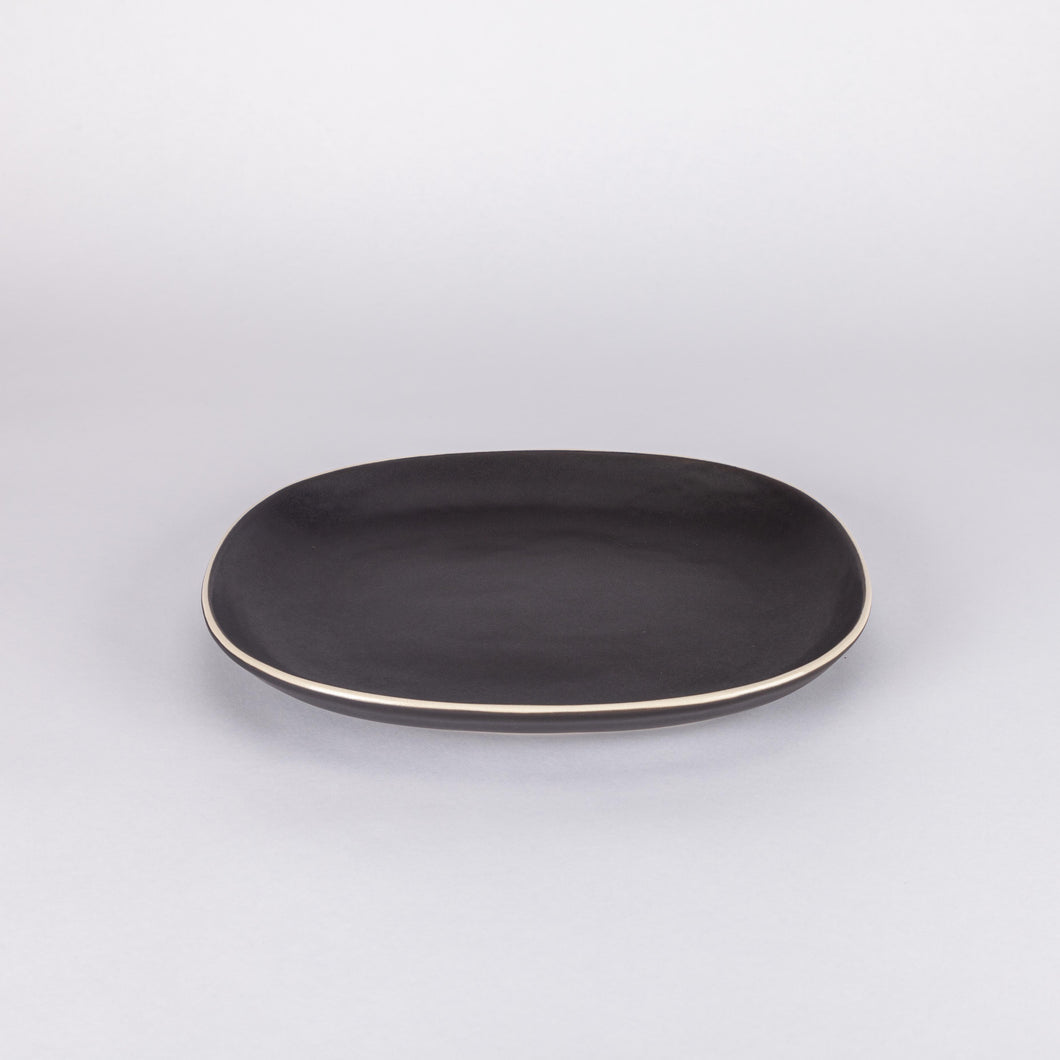Mandala Platter, Large, Matte Black with Natural Trim