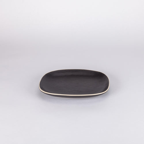 Mandala Platter, Small, Matte Black with Natural Trim