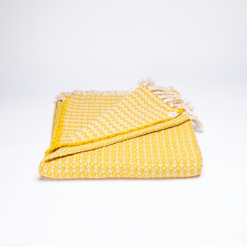 Milho Cotton Blanket, Yellow and Beige