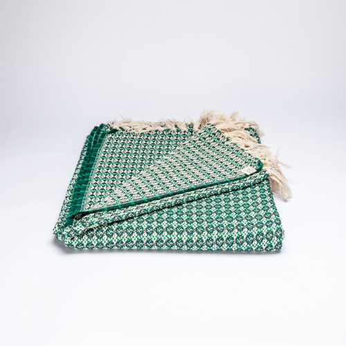 Milho Cotton Blanket, Green and Beige