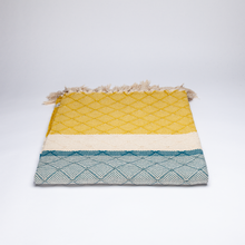 Load image into Gallery viewer, Color Block Azulejo Cotton Blanket, Yellow and Blue