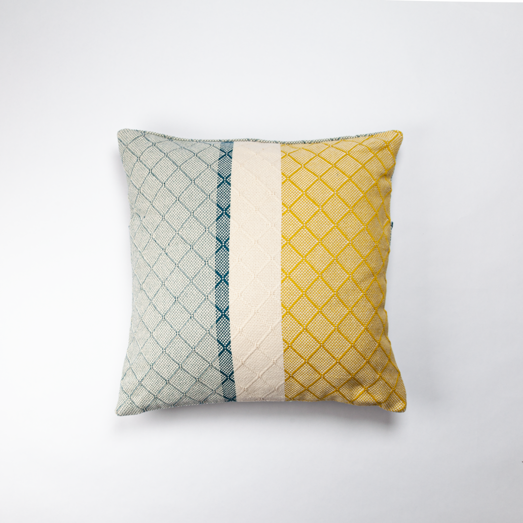 Pillow Cover, Turquoise and Yellow
