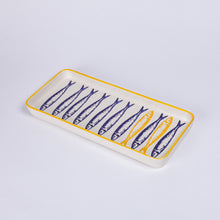 Load image into Gallery viewer, Sardinha Long Platter, Yellow and Blue