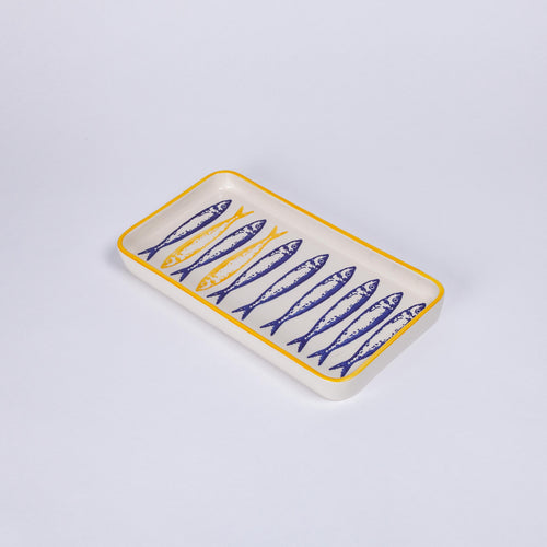 Sardinha Small Platter, Yellow and Blue