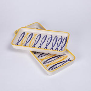 Sardinha Long Platter, Yellow and Blue